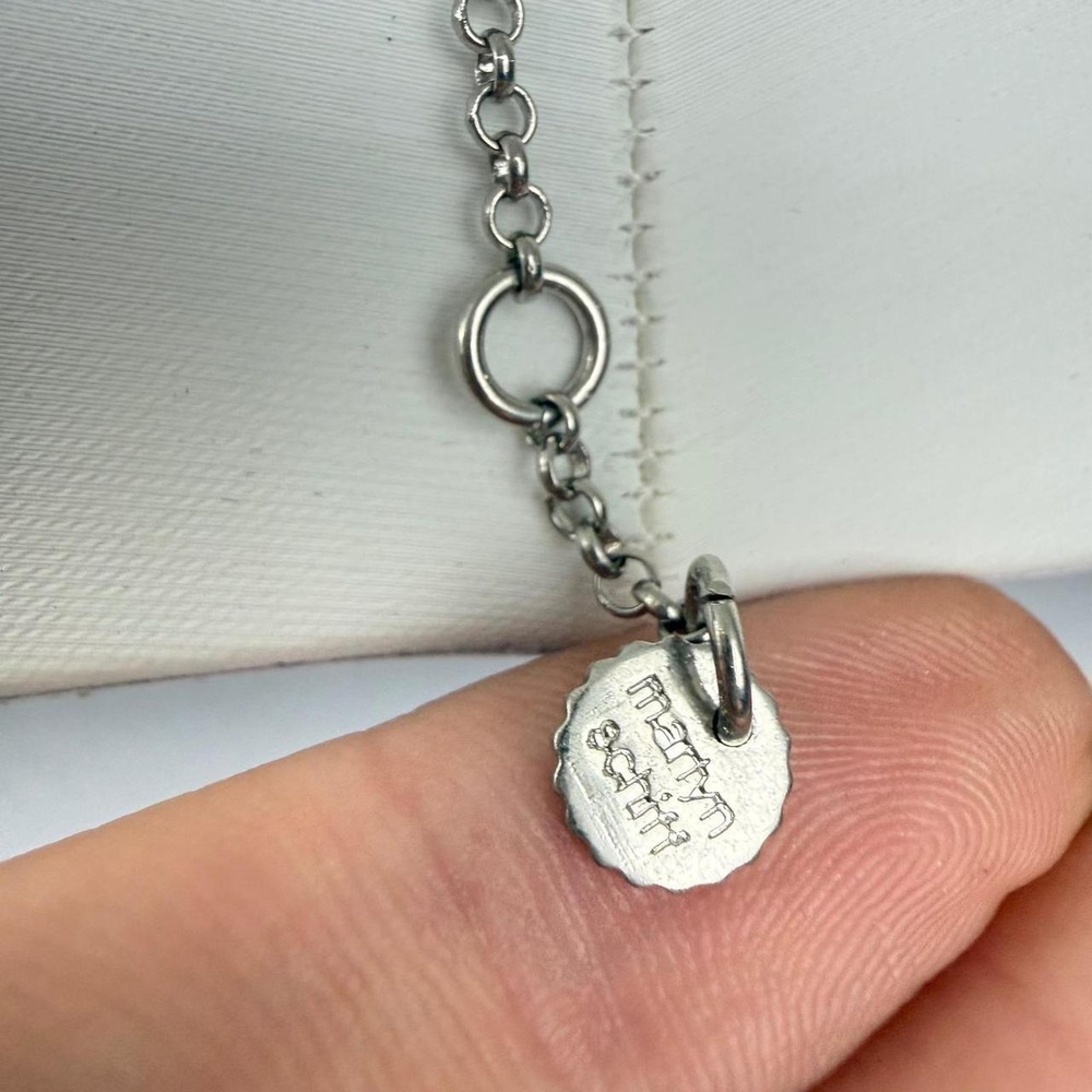 Marlyn Schiff Silver Tone Necklace Crystal Dog Tag Pave Rectangular Pendant - Picture 4 of 5